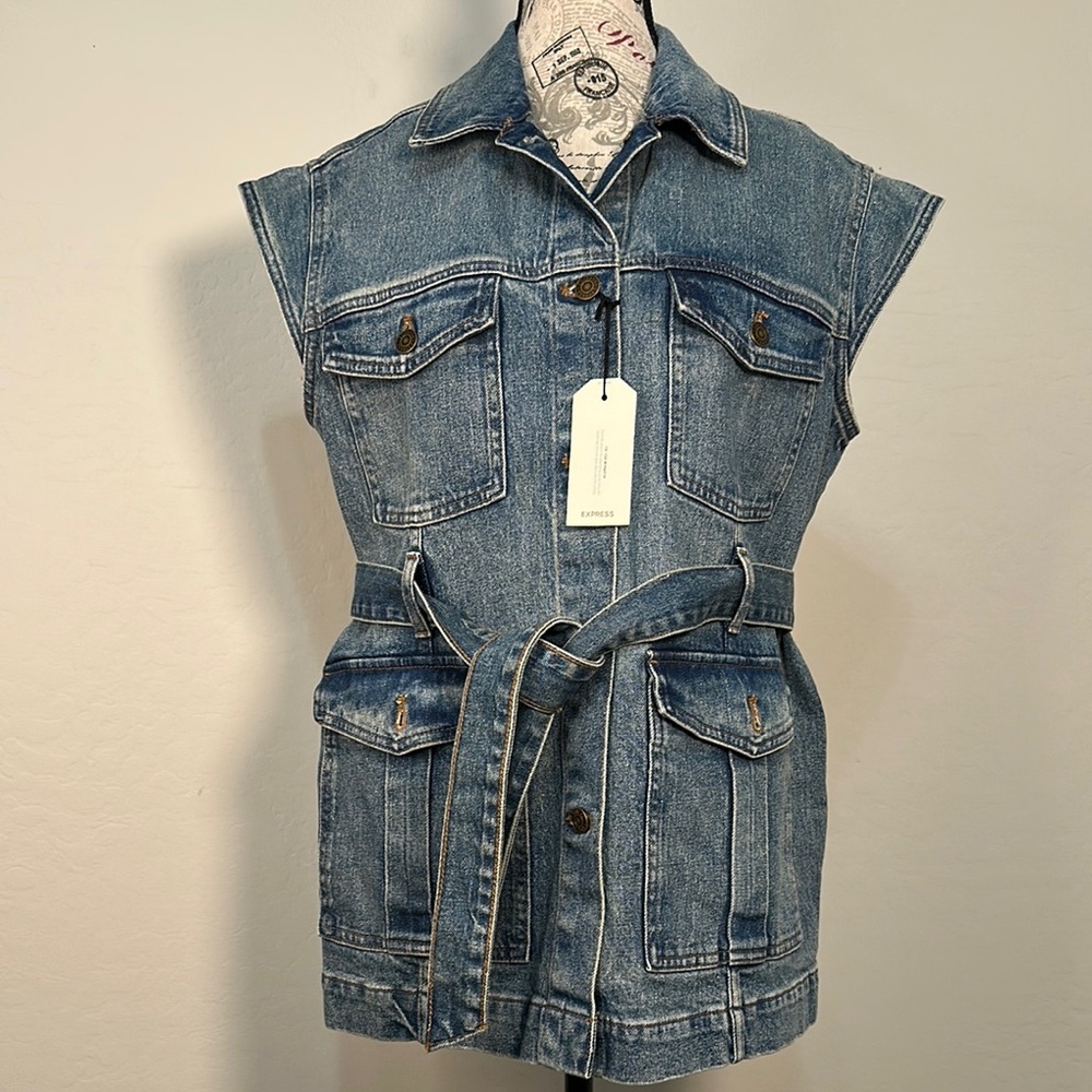 Express Blue Denim Sleeveless Vest